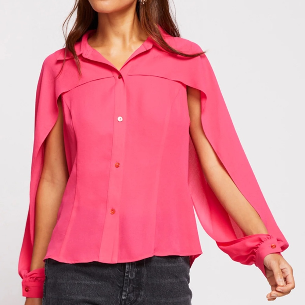 Bailey 44 Pink Asymmetrical Notched Collar Top